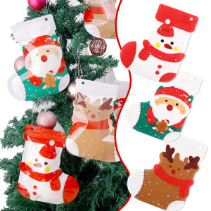 Thick Plastic Christmas Gifts Zip Packaging Bag Resealable Xmas Socks Snack Sugar Elk Child Present Decoration