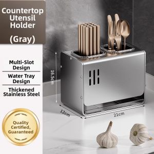 Multifunctional Stainless Steel Kitchen Knife and Chopstick Organizer