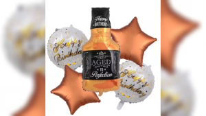 5in1 Set 18inch Champagne Bottle Glass Shape Foil Balloon Set for Birthday Party Decorations with Pink Heart Balloons and "Celebrate" Design 801