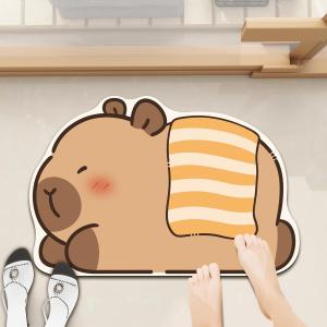 พรมกันลื่นแบบซับซึมน้ำลายการ์ตูนแห้งเร็วสำหรับห้องน้ำ ผ้ากันเปื้อนพื้นห้องน้ำแบบเรียบง่ายและโมเดิร์นสำหรับใช้ในบ้าน