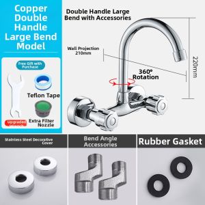 Dual Handle In-Wall Cold Hot Water Faucet
