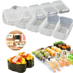 5 Rolls Sushi Rice Ball Mold DIY Food Grade Plastic Non-stick Press Type Making Rice Vegetable Roll Reusable Bento Tool