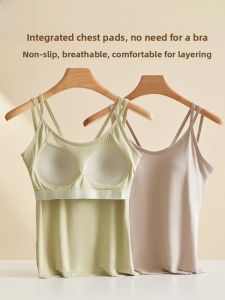 miiow | Womens Small Strap Vest Top Bralette Innerwear Outerwear With Chest Pad Solid Color Base Tank Top Summer Fashion Backless