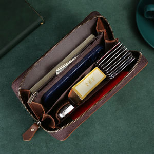 Smart King กระเป๋าคลัทช์ใหม่ สำหรับ Grazy Horse หนังสบายๆ ขนาดใหญ่ ความจุกระเป๋าสตางค์ยาว มัลติฟังก์ชั่กระเป๋าใส่เหรียญ 1 บัตร (สำหรับผู้ถือสูงสุด 3-4 ชั่วโมง)