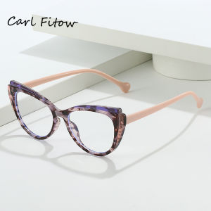 JN IMPRESSION Fashion TR90 Cat Eye Color Matching Frame Plain Glasses Personality Trendy Anti-blue Light Glasses