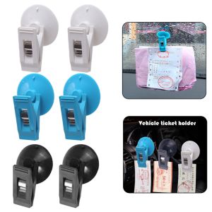 2Pcs Car Suction Cup Clips Removable Holder for Sunshade Curtain Towel Ticket Card Retainer Hook Interior Window Mount Organizer