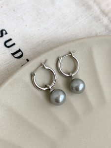 Gray Pearl Commuter Style Korean Version Earrings Womens Fashion Jewelry Fresh out New Alloy Geometric Pattern Ear Jewelry