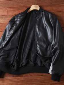 Spain Export Offline 599 Spring New Men Mai Flight Baseball Collar PU Leather Coat Jacket