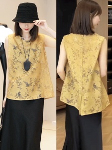 New Chinese Style Linen Shirt 2024 New Arrival Womens Summer Unique Beautiful Small Shirt Fancy Sleeveless Tops Womens Summer Style