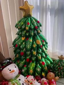 3D Large Standing Aluminum Film Christmas Balloons Santa Christmas Tree Designs for Xmas Decorations