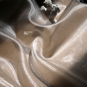 Transparent Shiny Light Mesh Fabric Otago Shantung See-through Wedding Dress Childrens Clothing Material Waterfall Effect