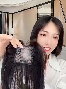 ใบโคลเวอร์7*7 100% ชิ้นผมสีดำมอคค่าสีน้ำตาลผมปลอมท็อปเปอร์ผมสีขาววิกผมที่ระบายอากาศได้และน้ำหนักเบาเพิ่มวอลลุ่มผมสำหรับผู้หญิง