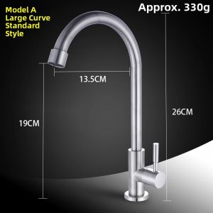 Kitchen Faucet 304 Stainless Steel Single Handle Cold Water Valve for Sink Vegetable Washing Basin Bathroom Sink Rotatable