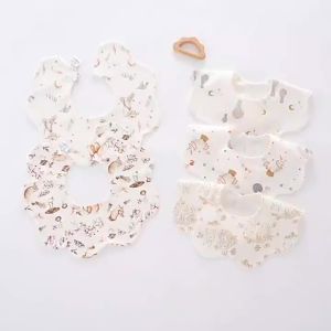 Baby Bib Kapas Tulen Tuala Air Liur Kalis Air untuk Bayi Baru Lahir 360 Bib Penyerap Lebih Besar untuk Dimakan