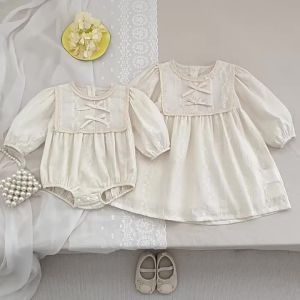 Autumn Baby Girl Dress Kid Princess Bow Dresses 2-6Y Long Sleeved Embroidery Flower Cotton Print Baby Girl Sweet Party Dress