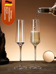 European Style Champagne Glasses Set of 6 Creative Crystal Glass High Foot Wine Glasses for Bubble Wine And Sweet Wine
