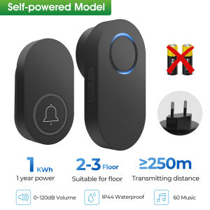 SMATRUL Self Powered Doorbells No Need Battery 120dB 60 Chimes 250M Range EU US UK Plug Waterproof Door Bell For OfficeHome