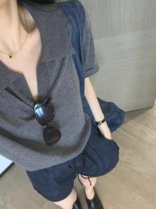 HUOLISI | Polo Neck Short Sleeve Slimming Ice Silk T-Shirt