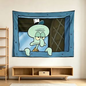 Potdemiel SpongeBob Hoạt Hình Bạch Tuộc Anh Trai Thảm Ngộ Nghĩnh Treo Tường Vải Cho Phòng Ngủ Phòng Khách Trang Trí Nhà Polyester