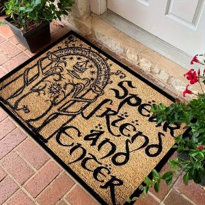 VIKAMA Vintage Ring-Symbol Welcome Floor Mat for Washable Anti-Slip Kitchen Floor Bedroom Side Rug Home Decoration