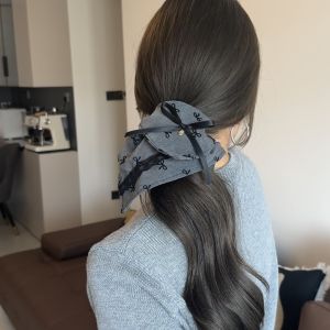 Grey Lace Butterfly Knot Large Hair Ties Womens Bun Head Ropes High End Marrow Horse Tail Elastic Hair Bands Fashion Accessories