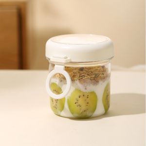 Airtight Overnight Oats Container With Lid And Handle Leak Proof Breakfast Cereal Jar For Yogurt Salad And On The Go Meals