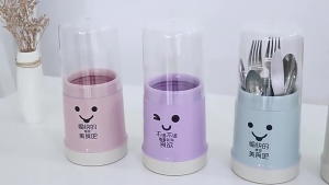 Dustproof Chopstick Holder with Cover Cylinder Detachable Flatware Rack Spoon And Fork Organizer