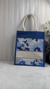 Batik Tote Bag Jute Bag Canvas Pocket Beg Tangan Wanita Name Customisation Personalized Doorgift Hadiah Kahwin