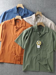 Lightweight Breathable Summer Casual Shirt Cuban Collar Loose Fit Short Sleeve Mens Fashion Urban Style Moisture Wicking