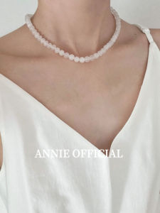 Natural White Agate Necklace Pure Silver Yuanbao Buckle New Chinese Style Fashion Jewelry Versatile Lobster Clasp Pearl Beads