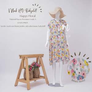 Baju daster homedress rumahan bahan rayon viscose premium motif bunga karakter burung hantu floral flowers pastel v neck mocaca