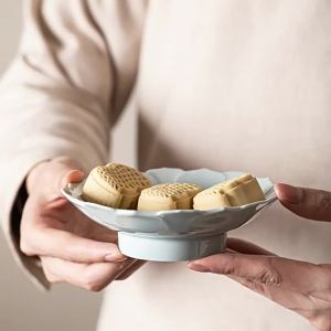 Small Lotus Ceramic Elevated Tray with Zen Style