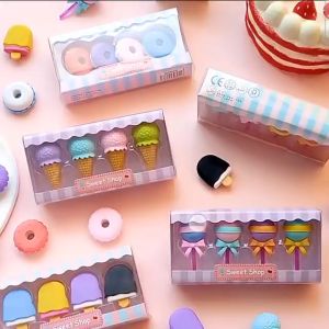 1 SET 4PCS / PENGHAPUS PENSIL KARAKTER ES CREAM / PENGHAPUS LUCU / PENGHAPUS KARAKTER ERASER PEN