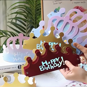 Topi Mahkota Ulang Tahun Lingkar Acara Pesta Birthday Anak Dewasa Pink Gold Lipat Bahan Kertas