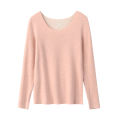 Women's Cashmere Silk Long Sleeve round Neck Underwear 300g Seamless Autumn Thermal Top Simple Style Youth Suitable. 