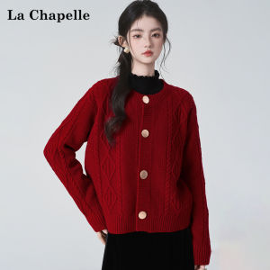 La Chapelle | Autumn Spring Christmas Wearing Red Knit Cardigan