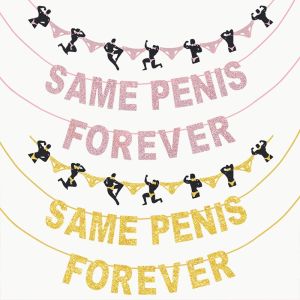 Rose Gold/Gold Bachelorette Party Banner Funny Letter Male Silhouette Pull Flag for Hen Night Indoor Party Decoration