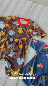 Oblong Bayi Lengan Pendek dan Celana Pendek Model Pampers 3-15 Bulan Motif Full Print