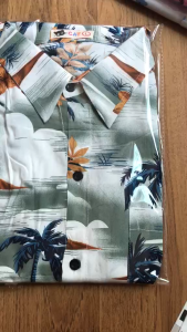 สินค้ามีพร้อมส่ง เสื้อ เสื้อลายดอก เสื้อฮาวาย เสื้อสงกรานต์ เสื้อเชิ๊ตลำลอง เสื้อผ้าผู้ชาย ผ้าสปันพิมส์ลายต้นมะพร้าว 06