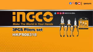 INGCO 3PCS PLIER SET | LONG NOSE DIAGONAL CUTTING & COMBINATION | HKPS08318