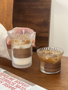 Ins High Aesthetic Floral Glass Cup Coffee Shop Hand-Poured Coffee Cup And Plate Set Latte Art Cup Water Cup Transparent Color