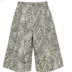 BWKA | Retro Leopard Print Casual Workwear Shorts Multiple Pockets