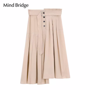 Summer Collection Asymmetric A-Line Midi Skirt Versatile Womens Fashion Natural Waist Pure Color Commute Style Long Skirt