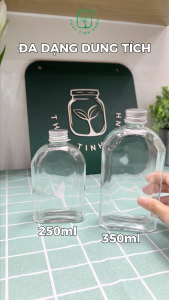 Combo 6 Chai Thủy Tinh Vuông Dẹt Bầu Nắp Nhôm Đựng Cafe Sữa Nước Ép Trái Cây - Nhiều Dung Tích [CTT007]