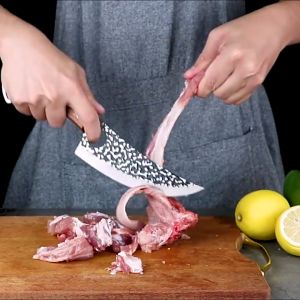 Butcher Boning Knife Cleaver Meat Fillet Kitchen Professional Cutting Sharp Stainless Steel Wooden Handle Pisau Daging.