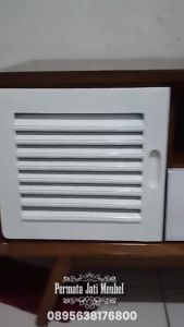 Buffet meja tv minimalis kayu jati solid model retro (anti rayap)