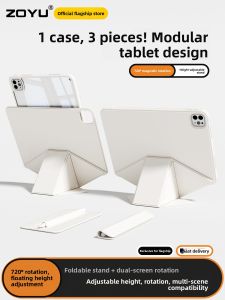 Zoyu | Transparent Lightweight Drop Protection Case with Stand and 720° Rotation for iPad 13-inch