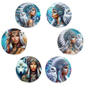 6-Piece round coaster Cartoon characters Patterned wooden Material is very Suitable for Carnival party desktop Decoration