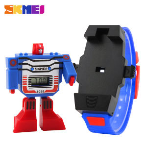 SKMEI | SKMEI Fashion Digital Children Watch Date Cartoon Kids Sports Watches Relogio Robot Transformation Boys Wristwatches 1095