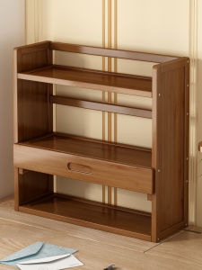 Simple Desktop Bookshelf Storage Rack Small Childrens Bookcase Office Desk Storage Multi-Layer Solid Wood Floor